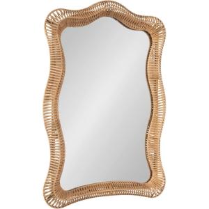 imageKate and Laurel Rashana Boho Scalloped Arch Rattan Wall Mirror 26 x 38 Natural Rattan Modern Decorative Wavy Mirror with Authentic Rattan Frame for Bathroom Mirror or Statement Mantel Mirror