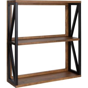 imageKate and Laurel Rigby Farmhouse 3Tier Wall Shelf 25 x 8 x 28 Rustic Brown and Black Decorative Modern Floating Shelves for Wall