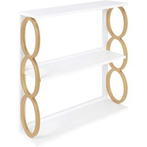imageKate and Laurel Ring MidCentury Modern 3Tier Shelf 28quot x 8quot x 31quot White and Gold Chic Contemporary Storage and Decor