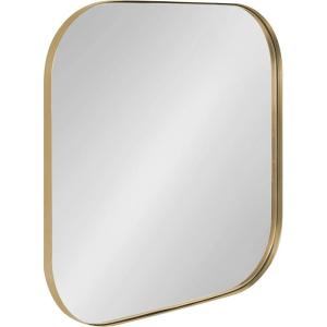 imageKate and Laurel Rollo Modern Rounded Rectangle Mirror 20 x 30 Black Decorative Metal Framed Mirror with Radius CornersGold