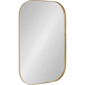 imageKate and Laurel Rollo Modern Rounded Rectangle Mirror 20 x 30 Silver Decorative Metal Framed Mirror with Radius CornersGold