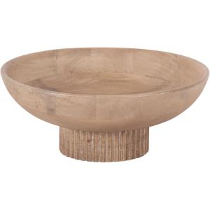 imageKate and Laurel Rooks Modern Decorative Ribbed Wood Bowl 12 Inch Diameter Light Natural Transitional Raised Fruit Bowl for Kitchen Counter or Use as Living Room or Entryway Table DecorNatural