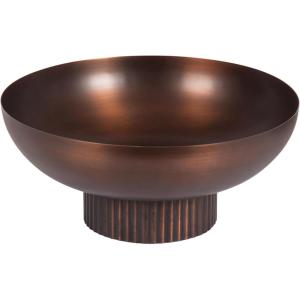imageKate and Laurel Rooks Ribbed Decorative Metal Bowl 12 Inch Diameter Bronze Vintage Raised Fruit Bowl for Kitchen Counter or Use as a Key Bowl for an Entryway TableBronze