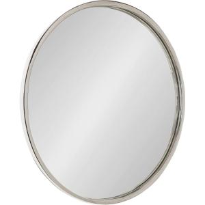 imageKate and Laurel Rowla Modern Round Wall Mirror 24 Inch Diameter Silver Decorative Circle Mirror with Polished Stainless Steel Finish and Large SizeSilver