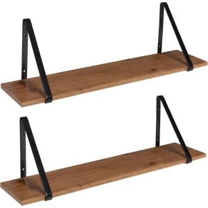 imageKate and Laurel Soloman Modern Wooden Shelves 18 inch Set of 2 White and Gold Contemporary Glam Wall Storage and Home DecorBrownBlack