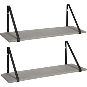 imageKate and Laurel Soloman Modern Wooden Shelves 18 inch Set of 2 White and Gold Contemporary Glam Wall Storage and Home DecorGrayBlack
