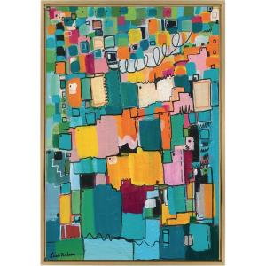 imageKate and Laurel Sylvie Afternoon Delight Framed Canvas Wall Art by Leah Nadeau 23x33 Gold Decorative Abstract Print for WallGold