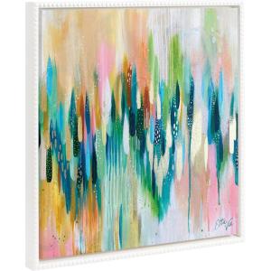 imageKate and Laurel Sylvie Beaded EV Brushstroke 155 Vintage Framed Canvas Wall Art by EttaVee 22x22 Gold Modern Abstract Colorful Fun Art for WallWhite