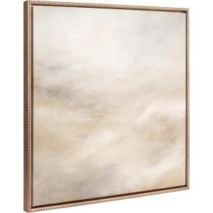 imageKate and Laurel Sylvie Beaded Tonal Abstract Textural White and Beige Light Natural Neutrals Vintage Framed Canvas Wall Art by The Creative Bunch Studio 30x30 Gold Modern Abstract Landscape Art