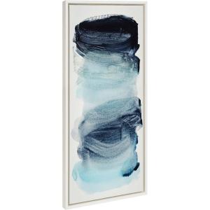 imageKate and Laurel Sylvie Blue Palette I Framed Canvas Wall Art by Amy Lighthall 18x40 White Modern Abstract Soft Blue Brushstrokes Art for Wall DecorWhite