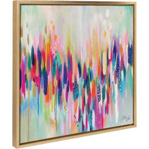 imageKate and Laurel Sylvie Brushstroke 154 Framed Canvas Wall Art by EttaVee 22x22 White Modern Abstract Colorful Fun Art for WallBright Gold