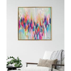 imageKate and Laurel Sylvie Brushstroke 154 Framed Canvas Wall Art by EttaVee 22x22 White Modern Abstract Colorful Fun Art for WallGold