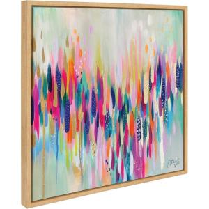 imageKate and Laurel Sylvie Brushstroke 154 Framed Canvas Wall Art by EttaVee 22x22 White Modern Abstract Colorful Fun Art for WallNatural