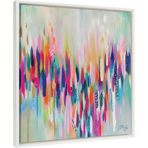 imageKate and Laurel Sylvie Brushstroke 154 Framed Canvas Wall Art by EttaVee 22x22 White Modern Abstract Colorful Fun Art for WallWhite