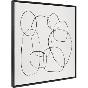 imageKate and Laurel Sylvie Dancing Circles Black and Soft White Framed Canvas Wall Art by Teju Reval of SnazzyHues 30x30 Black Neutral Abstract Art Wall DcorBlack