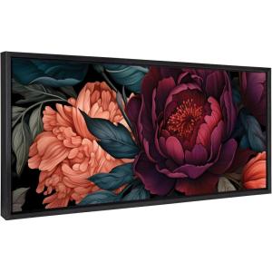 imageKate and Laurel Sylvie Dark Academia Floral in Rich Jewel Tones Framed Canvas Wall Art by The Creative Bunch Studio 315x415 Bright Gold Modern Colorful Flower Art for WallBlack