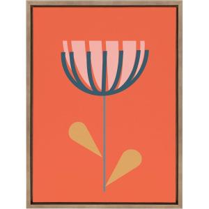 imageKate and Laurel Sylvie Flower in Orange Framed Canvas Wall Art by Apricot and Birch 18x24 Gold MidCentury Modern Floral Art for Wall