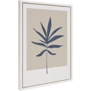 imageKate and Laurel Sylvie Muted Tan and Blue Colorblock Botanical Leaf Framed Canvas Wall Art by The Creative Bunch Studio 23x33 White Simple Modern Botanical Wall Decor ArtWhite