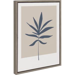 imageKate and Laurel Sylvie Muted Tan and Blue Colorblock Botanical Leaf Framed Canvas Wall Art by The Creative Bunch Studio 23x33 White Simple Modern Botanical Wall Decor ArtGray