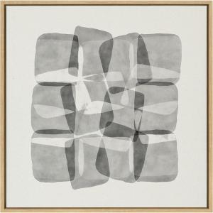 imageKate and Laurel Sylvie Neutral Mod Abstraction Black and White Framed Linen Textured Canvas Wall Art by Amy Lighthall 30x30 Natural Decorative Modern Art Print for Wall