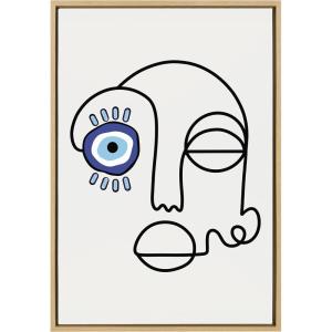 imageKate and Laurel Sylvie No Evil Allowed Framed Canvas Wall Art by Shatha Al Dafai 23x33 Natural Decorative Abstract Line Drawing Art for Wall