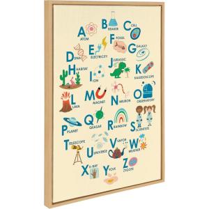 imageKate and Laurel Sylvie Science Alphabet Framed Canvas Wall Art by Carrie Cantwell 23x33 Natural Colorful Cute Nursery Art for Wall