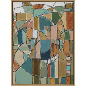 imageKate and Laurel Sylvie Stardust Chords Framed Canvas Wall Art by Leah Nadeau 28x38 Natural Decorative Abstract Mosaic Inspired Art PrintNatural