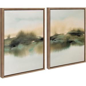 imageKate and Laurel Sylvie Tranquil Meadows I and II Framed Canvas Wall Art Set by Amy Lighthall 2 Piece Set 18x24 Gold Soft Abstract Watercolor Nature Landscape Art for Wall Home DecorGold
