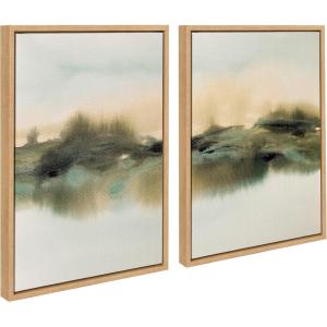 imageKate and Laurel Sylvie Tranquil Meadows I and II Framed Canvas Wall Art Set by Amy Lighthall 2 Piece Set 18x24 Gold Soft Abstract Watercolor Nature Landscape Art for Wall Home DecorNatural