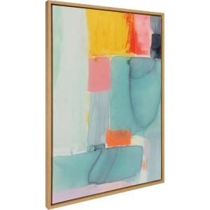 imageKate and Laurel Sylvie United Colors II Framed Canvas Wall Art by Amy Lighthall 28x38 Natural Modern Soft Watercolor Abstract Art for Wall Home DecorNatural