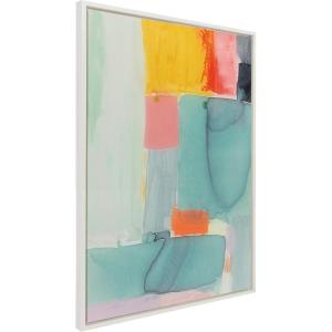 imageKate and Laurel Sylvie United Colors II Framed Canvas Wall Art by Amy Lighthall 28x38 Natural Modern Soft Watercolor Abstract Art for Wall Home DecorWhite