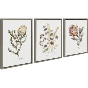 imageKate and Laurel Sylvie Wild Banksia Wild Salvia and Wild King Protea Framed Canvas Wall Art Set by Sara Berrenson 3 Piece 18x24 Natural Wildflower Art Set of 3 Wall DcorGray