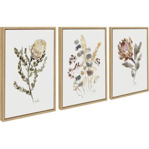 imageKate and Laurel Sylvie Wild Banksia Wild Salvia and Wild King Protea Framed Canvas Wall Art Set by Sara Berrenson 3 Piece 18x24 Natural Wildflower Art Set of 3 Wall DcorNatural