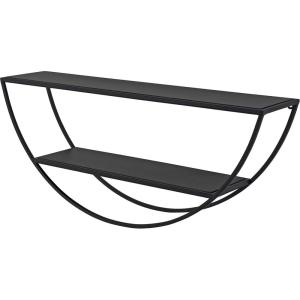 imageKate and Laurel Tancill Modern Wall Shelf 26 x 11 Black Chic TwoTier HalfCircle Shelf for WallBlack