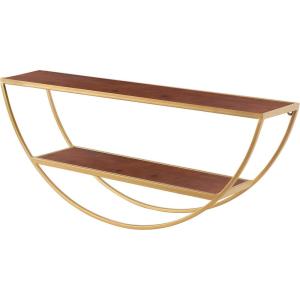 imageKate and Laurel Tancill Modern Wall Shelf 26 x 11 Black Chic TwoTier HalfCircle Shelf for WallWalnut BrownGold