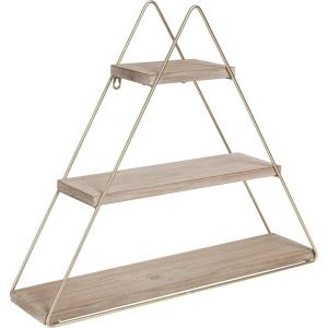 imageKate and Laurel Tilde Small Three Tiered Triangle Floating Metal Wall Shelf Rustic Light Brown and GoldRustic BrownGold