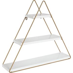 imageKate and Laurel Tilde Small Three Tiered Triangle Floating Metal Wall Shelf Rustic Light Brown and GoldWhiteGold