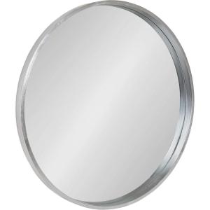 imageKate and Laurel Travis Round Wood Wall Mirror 256quot Diameter Silver Chic Glam Wall Dcor Accent