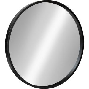 imageKate and Laurel Travis Round Wood Wall Mirror 315quot Diameter Gold Modern Glam Wall Dcor AccentBlack