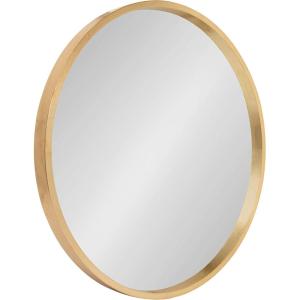 imageKate and Laurel Travis Round Wood Wall Mirror 315quot Diameter Gold Modern Glam Wall Dcor AccentGold