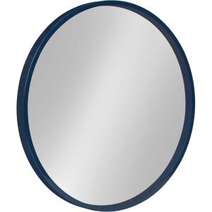 imageKate and Laurel Travis Round Wood Wall Mirror 315quot Diameter Gold Modern Glam Wall Dcor AccentNavy Blue