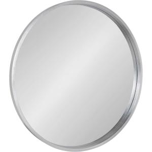 imageKate and Laurel Travis Round Wood Wall Mirror 315quot Diameter Silver Chic Glam Wall Dcor Accent