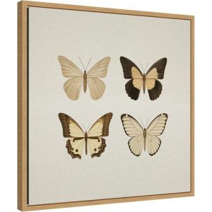 imageKate and Laurel Vintage Style Butterflies in Neutral Tones Framed Canvas Wall Art by The Creative Bunch Studio 22 x 22 Sylvie Natural Traditional Animals Nature Art for Wall Decor Living Room