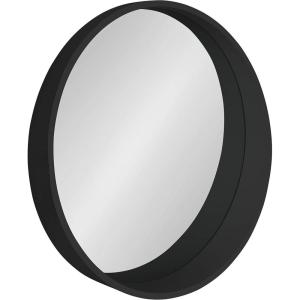 imageKate and Laurel Wheeler Graduated Round Mirror 24 Inch Diameter White Chic Modern Wall Accent with Raised ProfileBlack