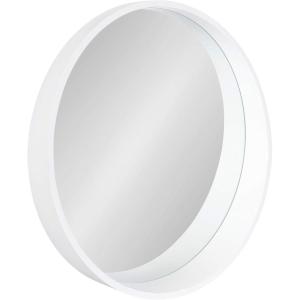 imageKate and Laurel Wheeler Graduated Round Mirror 24 Inch Diameter White Chic Modern Wall Accent with Raised ProfileWhite