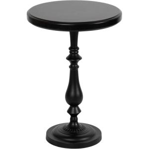 imageKate and Laurel Wixley Round Wood and Metal Side Table 18 x 25 Black Vintage Circle Pedestal End Table with Turned Base for Use as Indoor Plant Stand