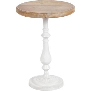 imageKate and Laurel Wixley Round Wood and Metal Side Table 18 x 25 Hazelnut Brown and White Coastal Circle Pedestal End Table with Turned Base for Use as Indoor Plant Stand