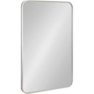 imageKate and Laurel Zayda Radius Rectangle Wall Mirror 30 x 42 Gold Metal Framed Minimalist Rectangular Mirror with Rounded CornersSilver