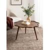 imageKate and Laurel Alezar MidCentury Modern Wavy Round Coffee Table 30 x 30 x 18 Walnut Brown Transitional Scalloped Circle Living Room Table with Solid Mango Wood Construction and Tapered Legs