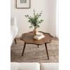 imageKate and Laurel Alezar MidCentury Modern Wavy Round Coffee Table 30 x 30 x 18 Walnut Brown Transitional Scalloped Circle Living Room Table with Solid Mango Wood Construction and Tapered Legs